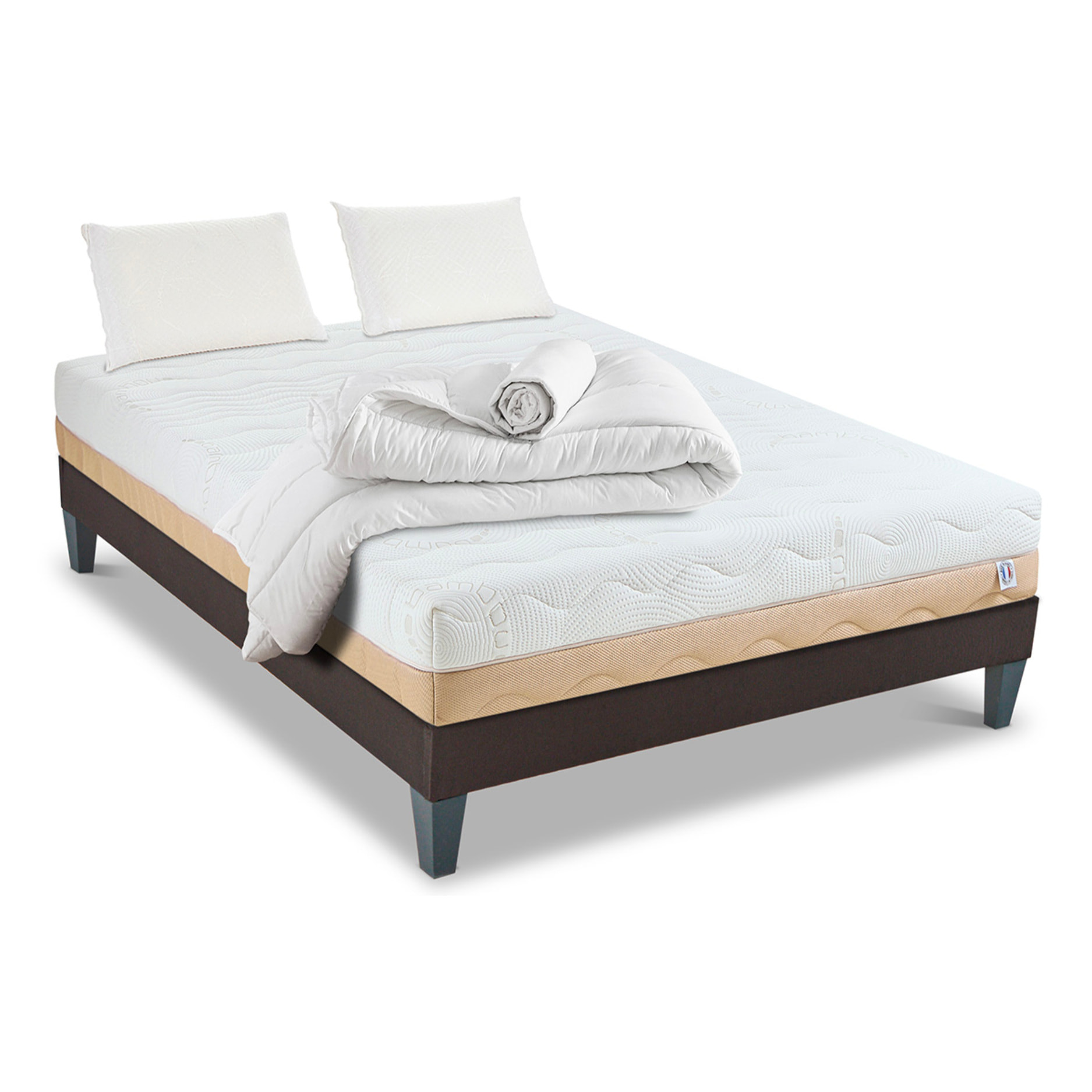 Ensemble Matelas Châtelet & Sommier KIT15, 24 cm, Mémoire de Forme Haute Densité, Soutien Ferme
