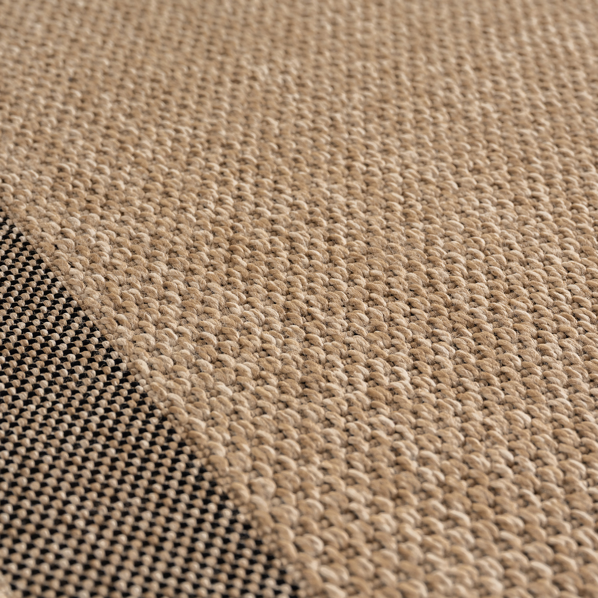 TIMBER - Tapis rond intérieur/extérieur beige effet jute à motif cadre