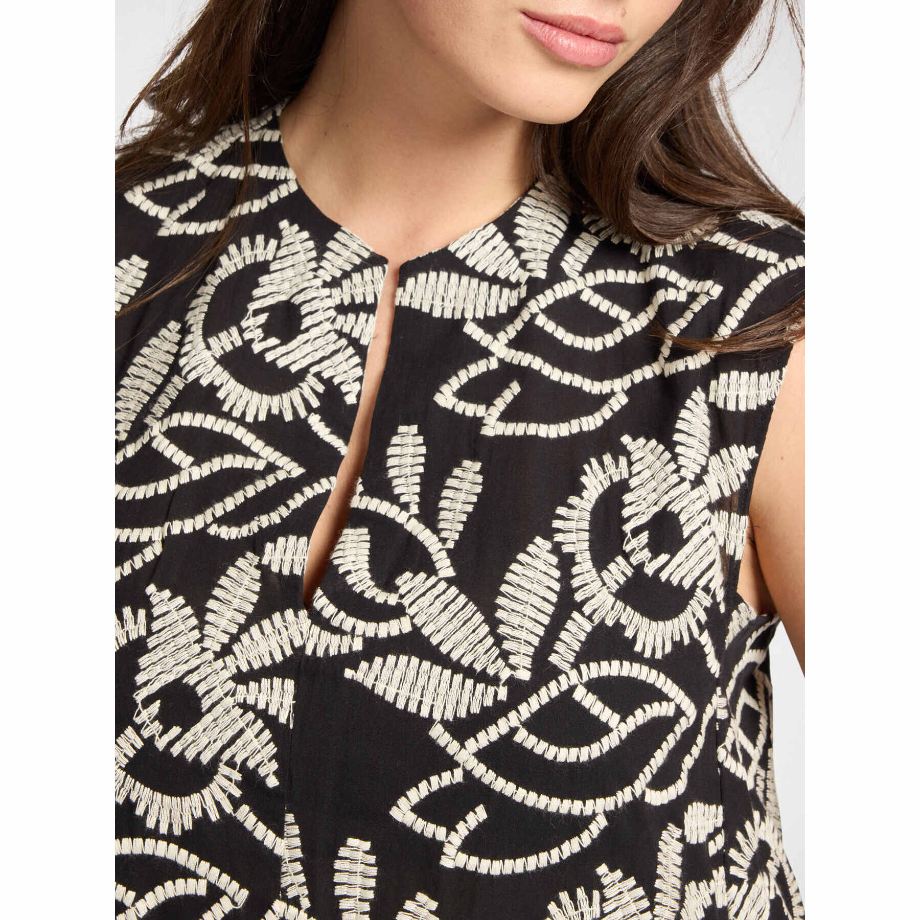 Elena Mirò - Abito in misto cotone ricamato - Nero