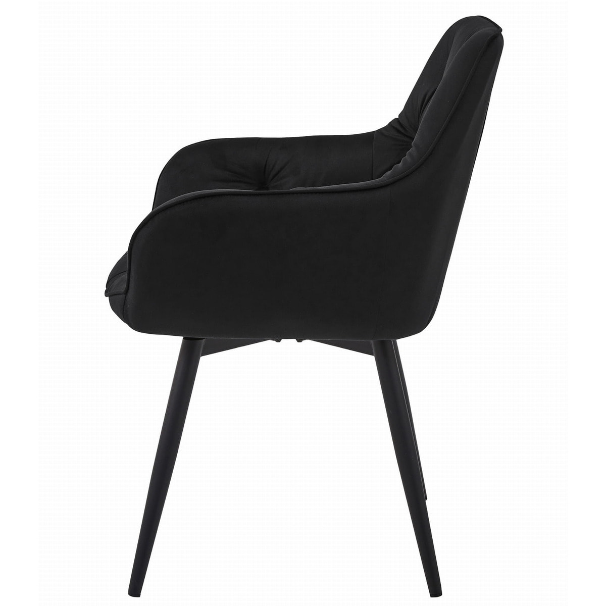 Sedia Girevole JORK360 in Velluto Nero con Gambe in Metallo