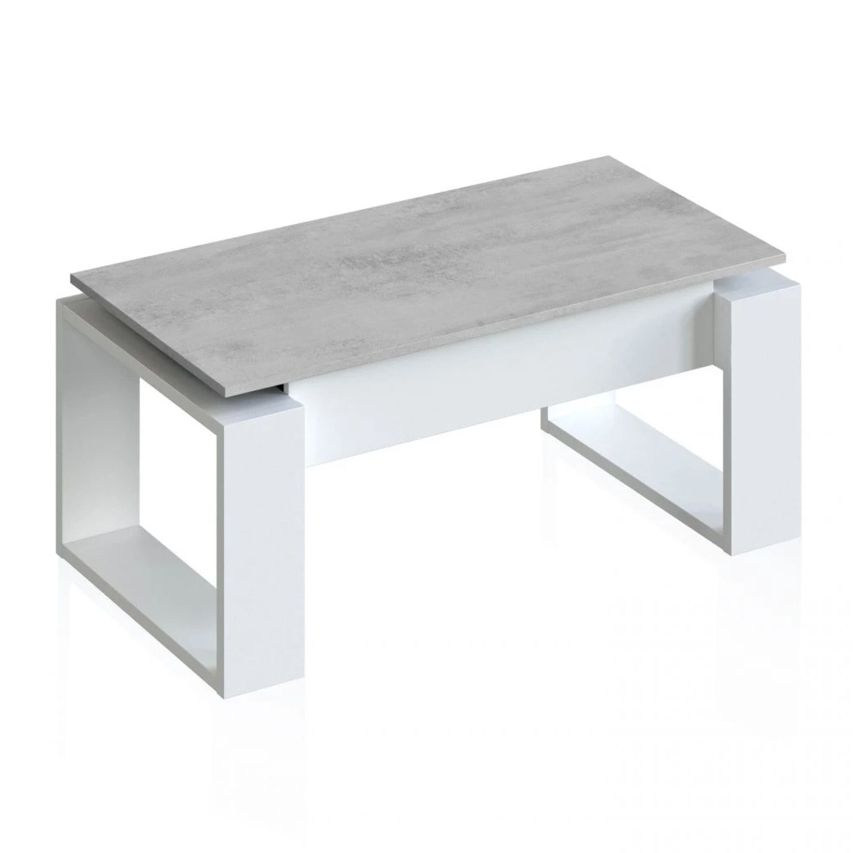 Mesa de centro elevable Neo Blanco Artik (Blanco Mate) - Gris Cemento