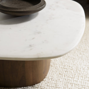 JAMES - Table basse 80x75cm plateau marbre blanc de Banswara