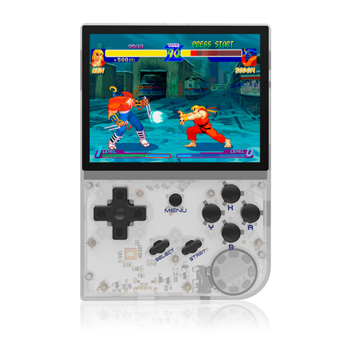 DAM Consola emulador multiplataforma RG35XX. Pantalla 3,5" IPS; Quad Core 384 MHz, 16GB. S.O. Linux. +5.000 juegos. 11,7x2x8,1 Cm. Color: Blanco