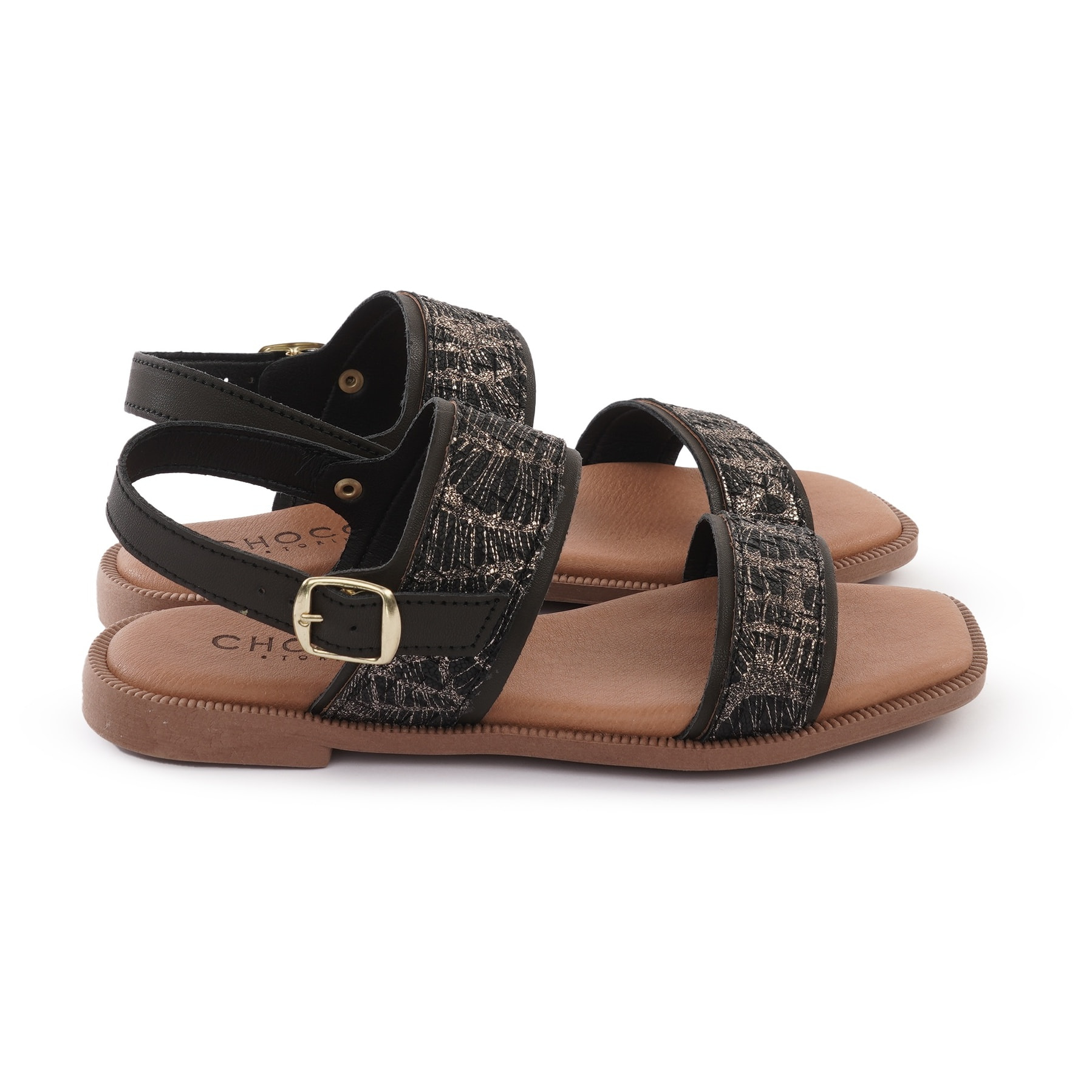 SANDALO FLAT DOPPIA FASCIA NERO