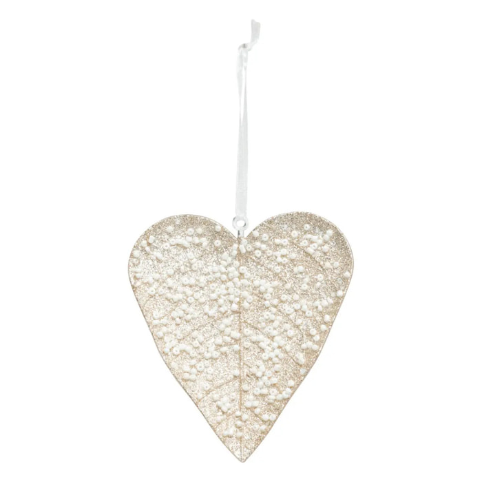 Décoration de sapin coeur x2 champagne 10cm