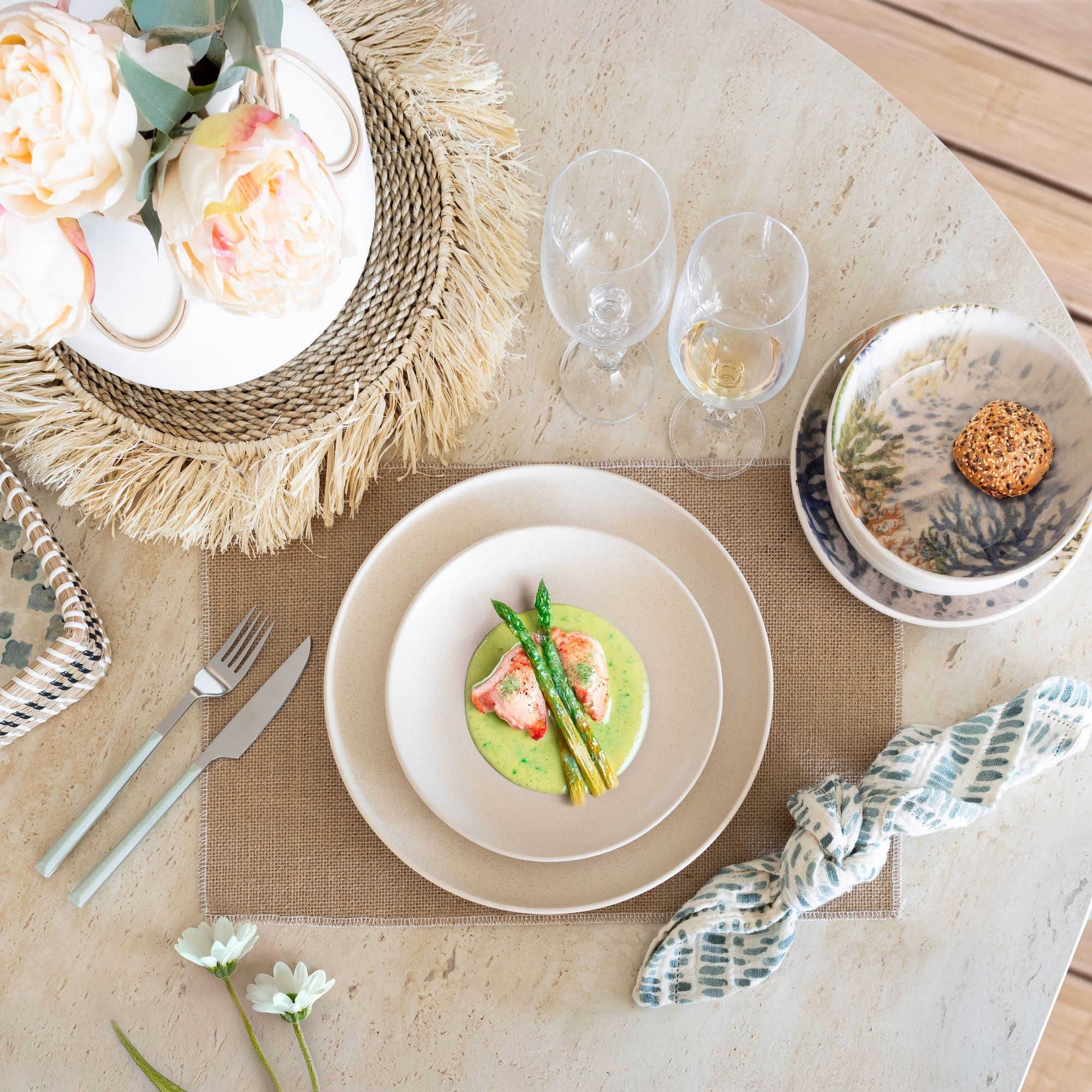 Lot de 6 assiettes à dessert beige en grès 20,5cm ARITA