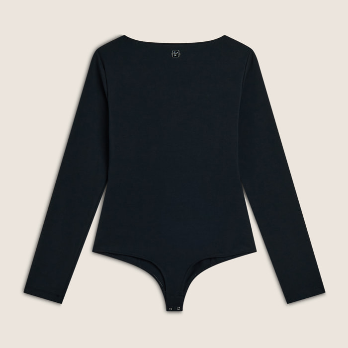 Body scollo quadrato in jersey di cotone organico