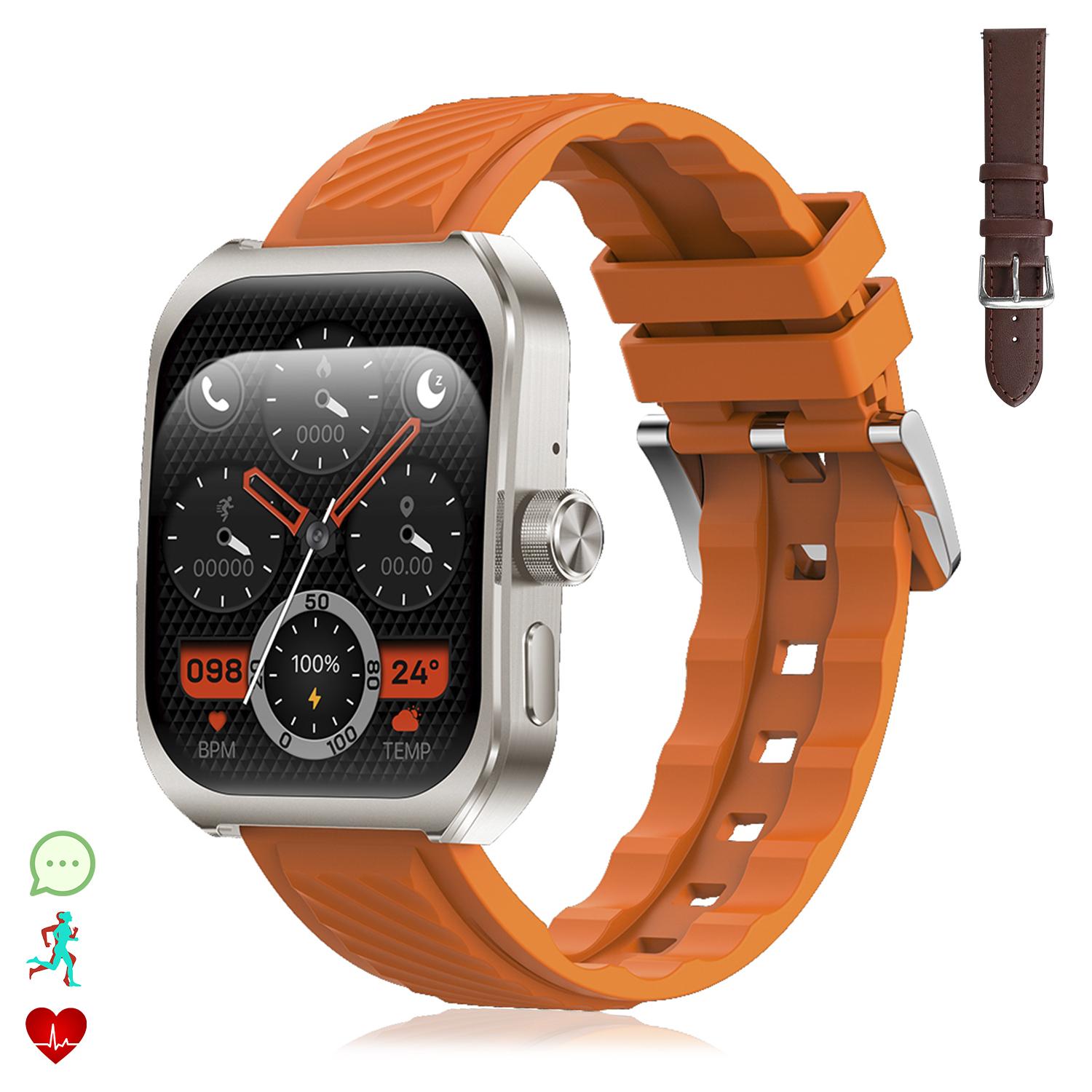 DAM Smartwatch Z88 Pro doble pulsera. Funciones outdoor, llamadas BT, notificaciones push. Funciones deportivas + salud. 5,2x1,2x4,1 Cm. Color: Naranja