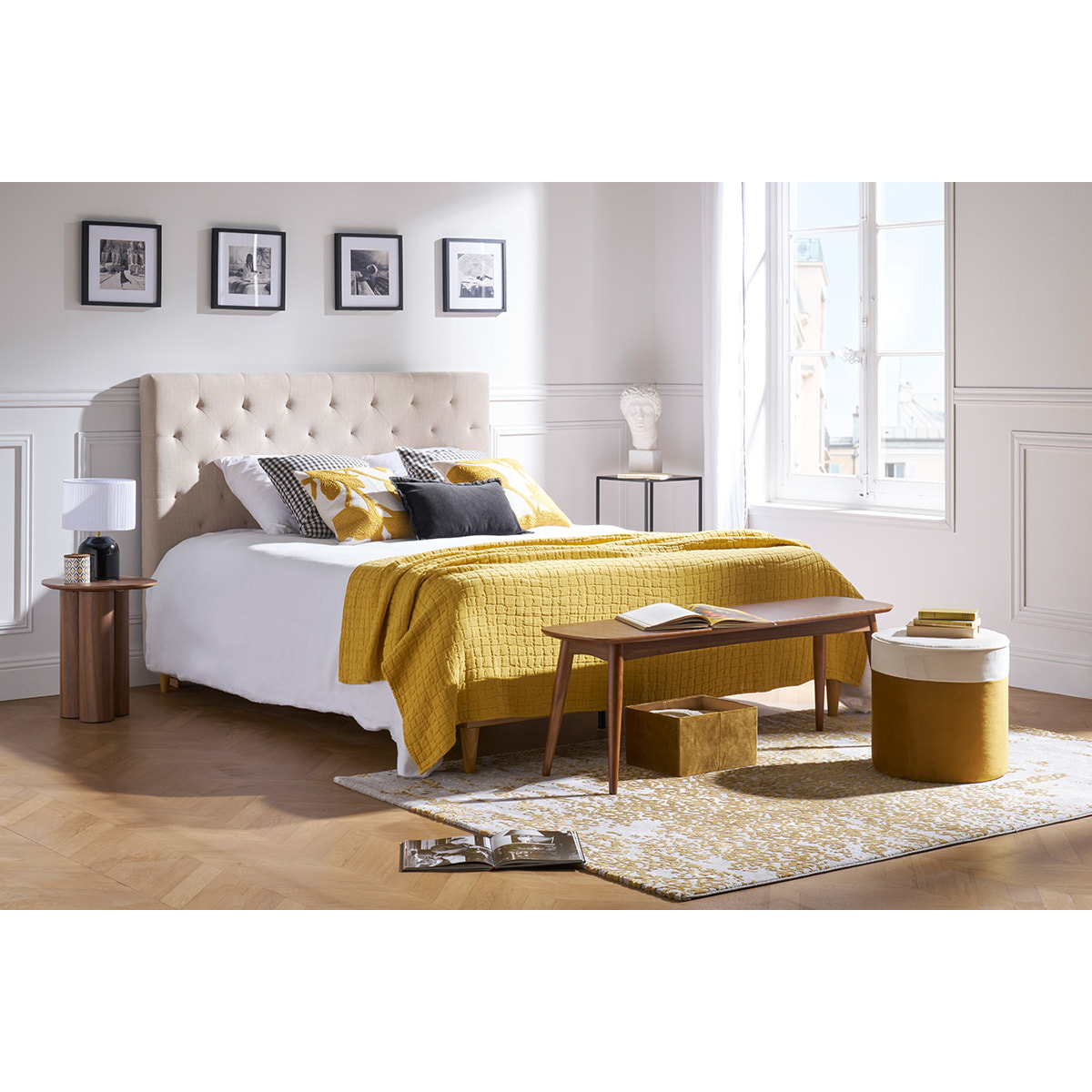 Tête de lit capitonnée en tissu naturel L160 cm ENGUERRAND