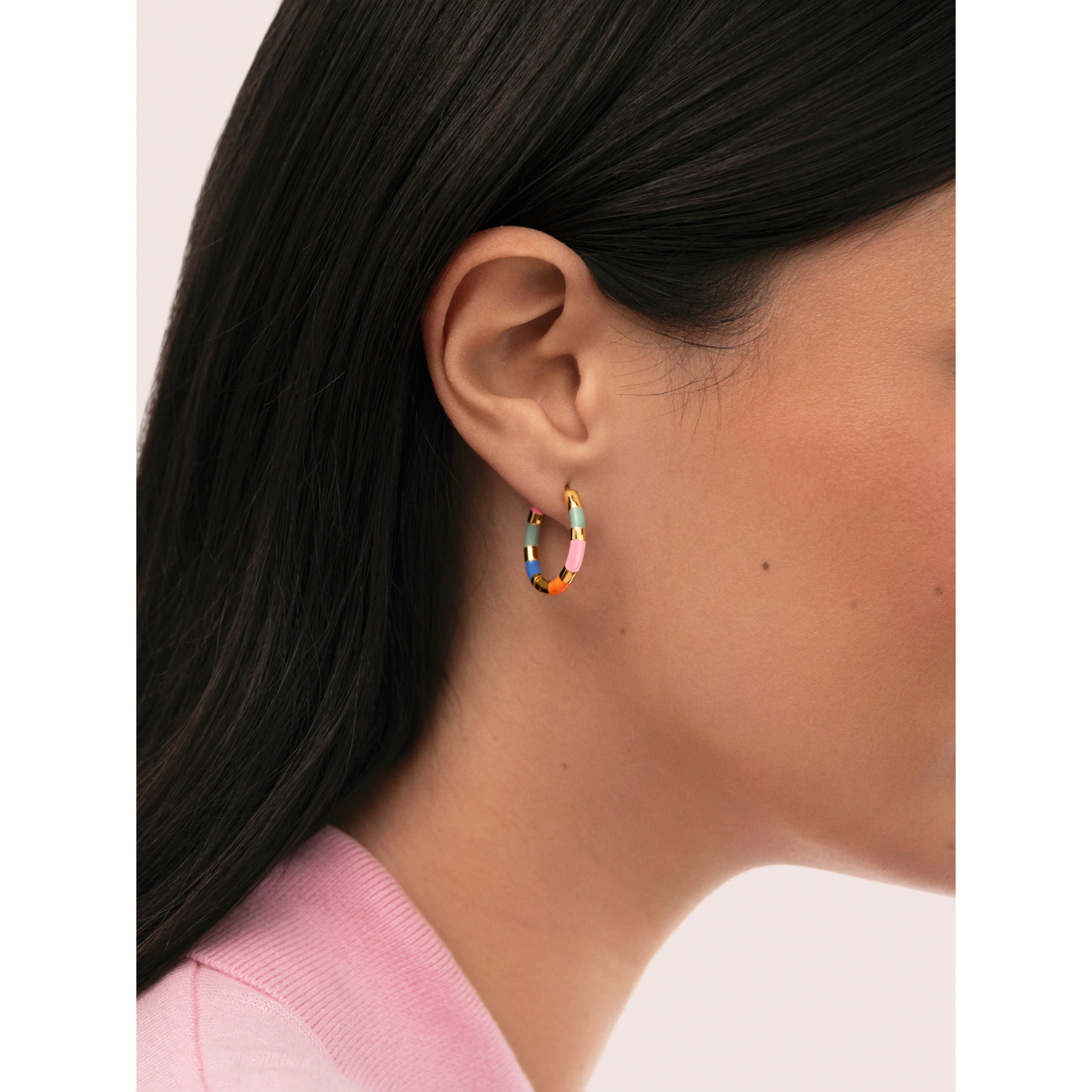 Pendientes Aro Carmen Carla Enamel Acero Baño Oro