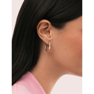 Pendientes Aro Carmen Carla Enamel Acero Baño Oro