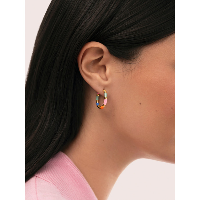 Pendientes Aro Carmen Carla Enamel Acero Baño Oro