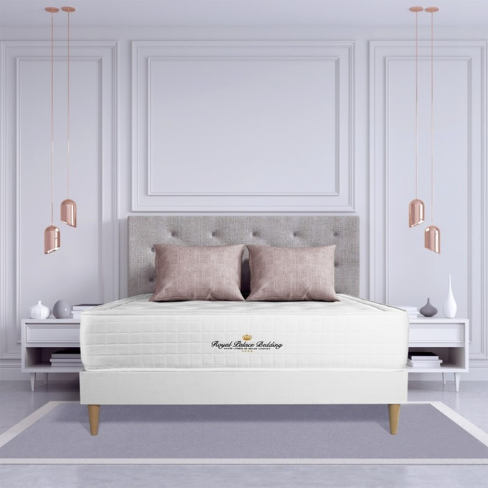 Ensemble matelas à mémoire de forme maxi épaisseur Buckingham sommier KIT blanc + Sommier tapissier en kit cm d'épaisseur - Matelas à Mémoire de forme de 30cm d'épaisseur