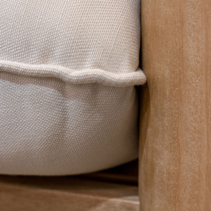 Salon de jardin en bois d'eucalyptus et coussins gris 4 places NOSARA