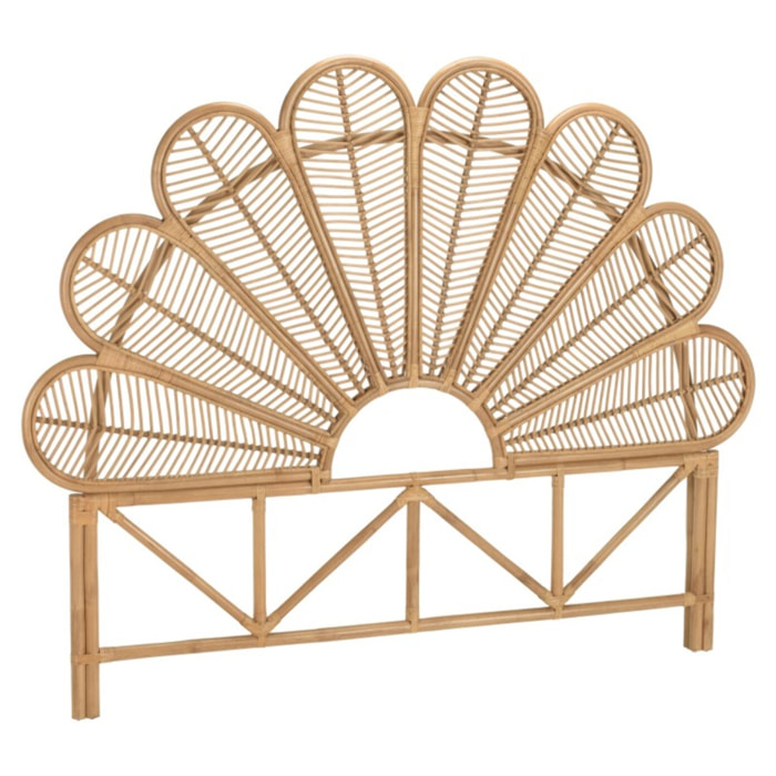 KALLY - Tête de lit demi-lune 140/160cm 'fleur' rotin couleur brun miel