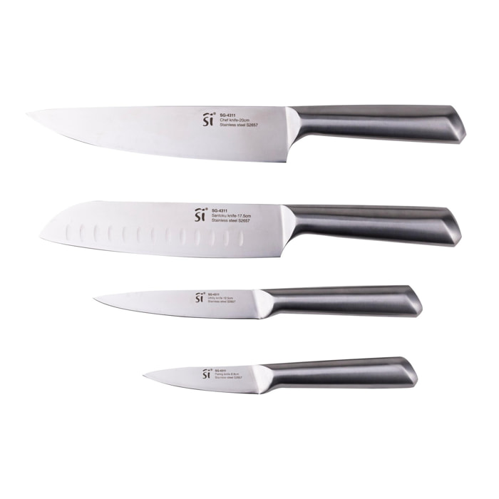 Set 4pc cuchillos acero inox agros