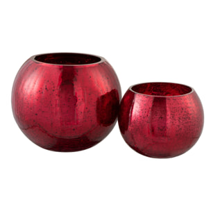 J-Line photophore Boule Craquele - verre - brillant rouge - large