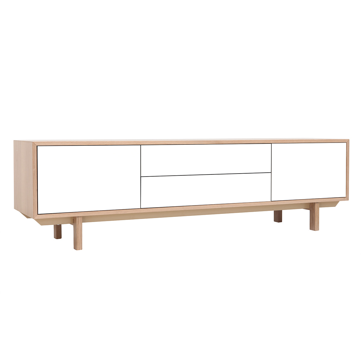 Meuble TV scandinave bois et blanc L180 cm SID