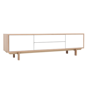 Meuble TV scandinave bois et blanc L180 cm SID