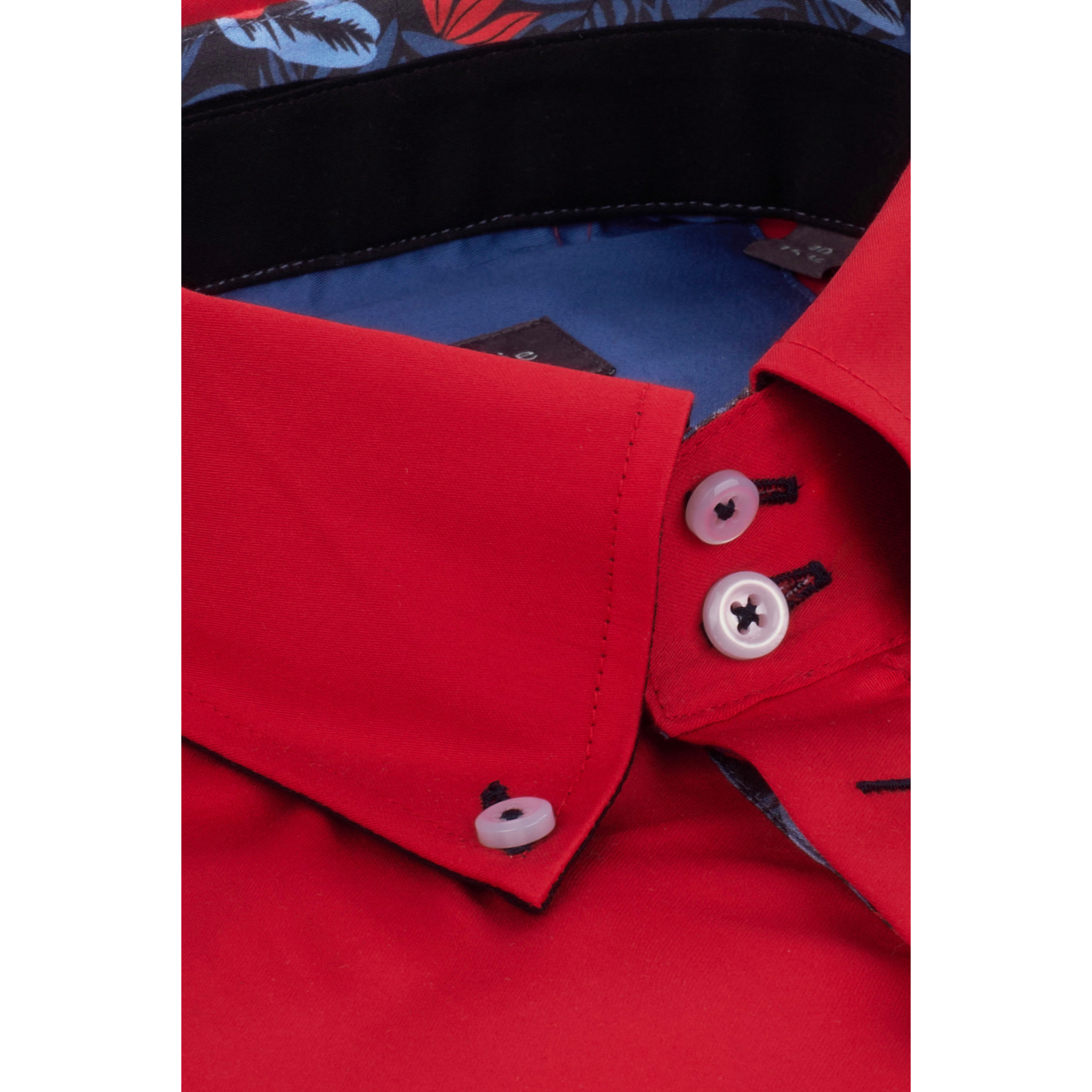 Camicia Uomo 2 Bottoni Button Down Slim Satin Unito Rosso