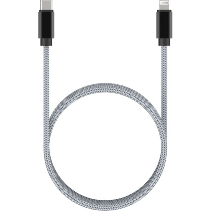 Câble Lightning ADEQWAT vers USB-C 2m gris certifié Apple