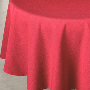 Nappe déperlante anti-taches  - Effet lin pour table ronde - Rouge