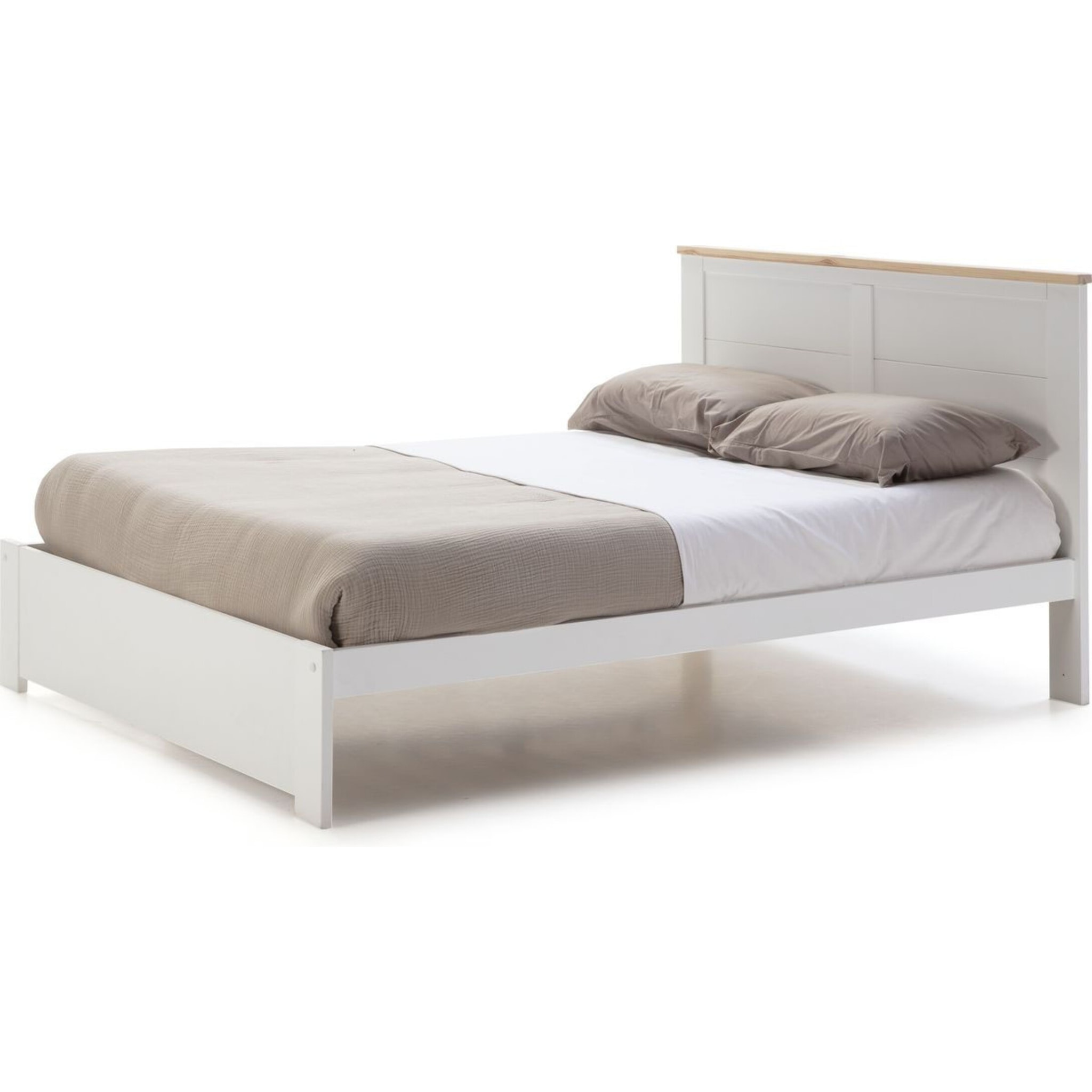 Lit adulte avec tête de lit en bois - NEVEA