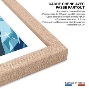 Affiche l'Aiguille du Midi Affiche + cadre en bois - Chêne