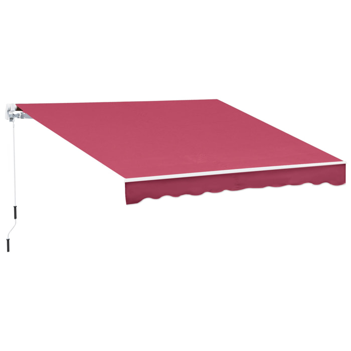 Store banne manuel rétractable aluminium polyester imperméabilisé 3L x 2,5l m rouge bordeaux