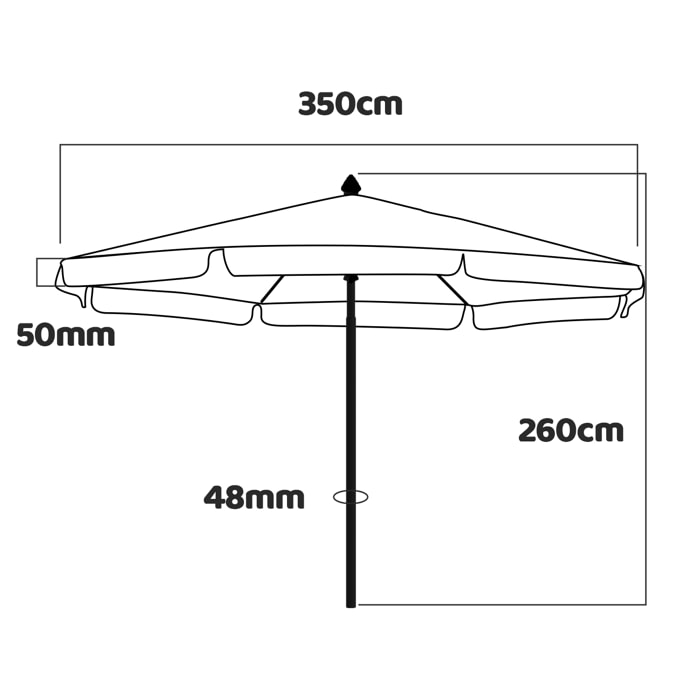 Natural Xl - Ombrellone Giardino Legno Ottagonale Ø 350 Cm Bordura