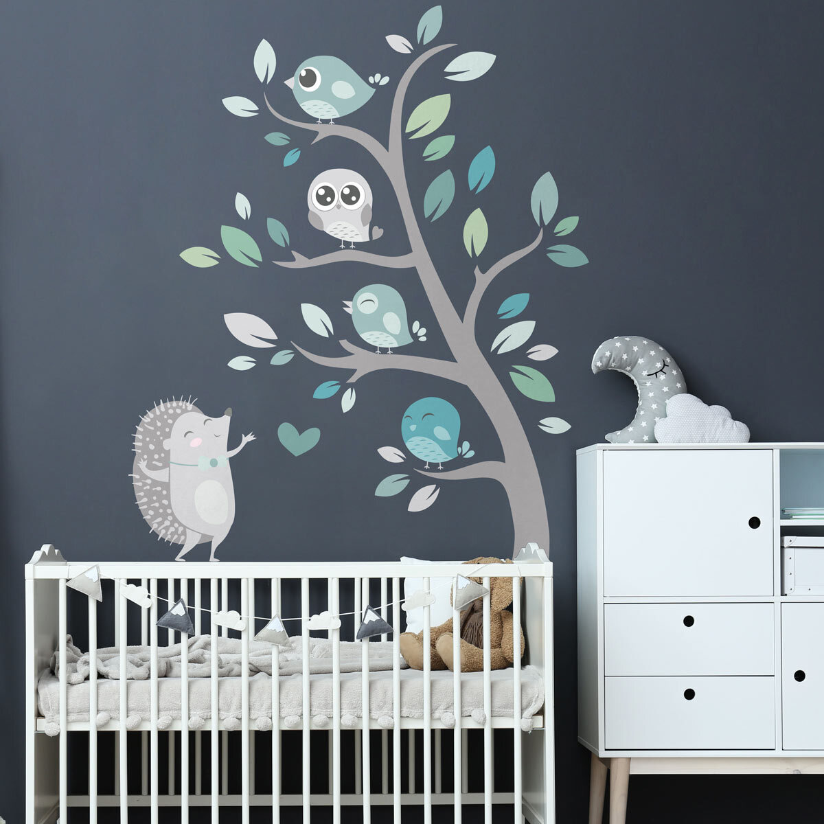 Stickers muraux | Sticker Mural Autocollant - HÉRISSON ET LES OISEAUX EN PLEINE NATURE - Stickers adhésifs