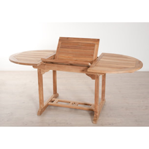FUN - SALON DE JARDIN EN BOIS TECK 4/6 pers - Ensemble de jardin - 1 Table ovale extensible 120/180*90 cm et 6 chaises