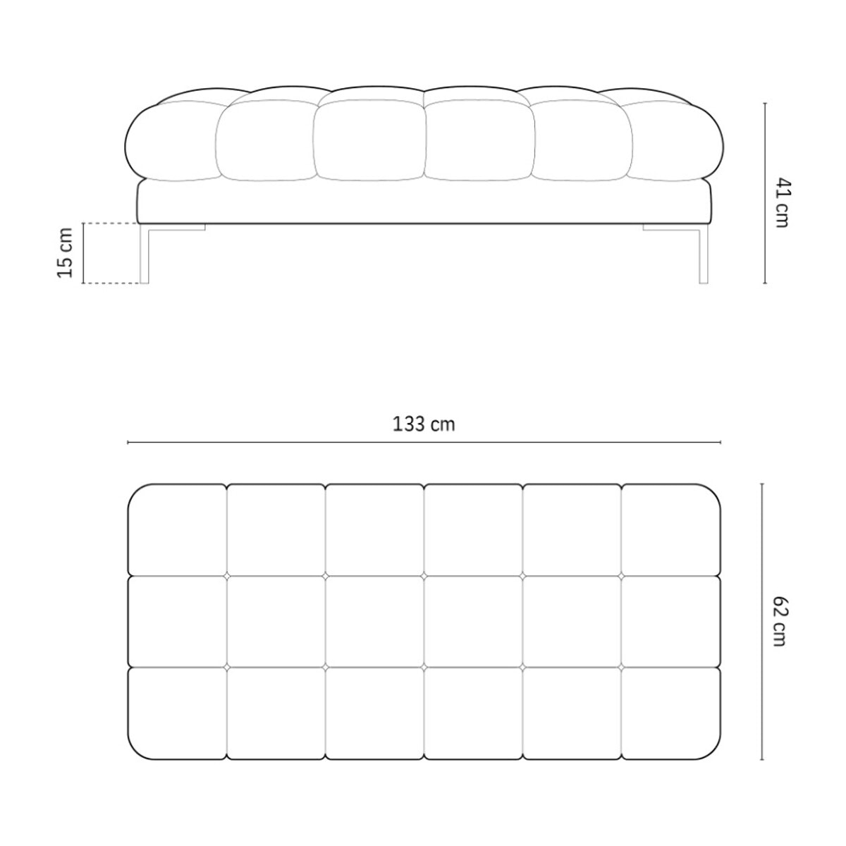 Banc "Bali" 2 places en tissu structurel brique
