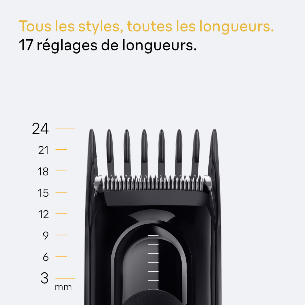 Braun Tondeuse À Cheveux Series 5, + 2 Outils Pour Créer Son Style, Lame Affûtée Et Inusable, 9 Longueurs, HC5510, Noir