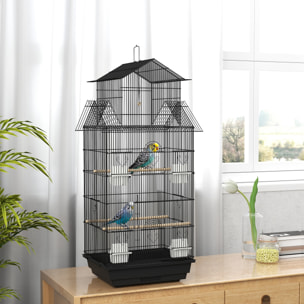 Cage à oiseaux design maison mangeoires perchoirs balançoire grande porte 8 trappes plateau déjection