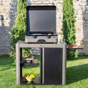 Plancha gaz ENO Fusion 60 Grise 2 brûleurs à poser, 57x39 cm