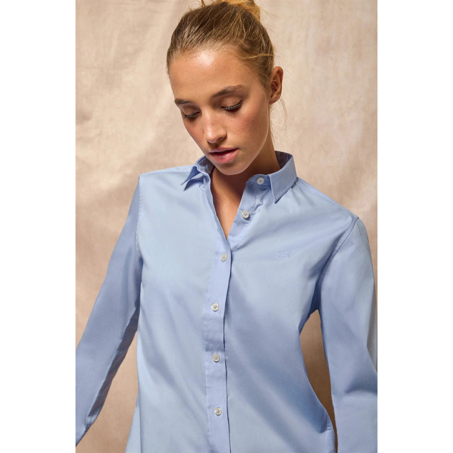 Camicia regular fit celeste con ricamo Polo Club