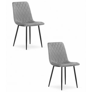 Set di 2 sedie Turin in velluto grigio chiaro