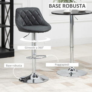 HOMCOM Set 2 Sgabelli da Bar di Design Girevoli con Altezza Regolabile - Nero