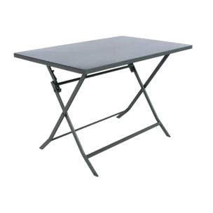 Table de jardin pliante rectangulaire "Greensboro" graphite 4 places en métal