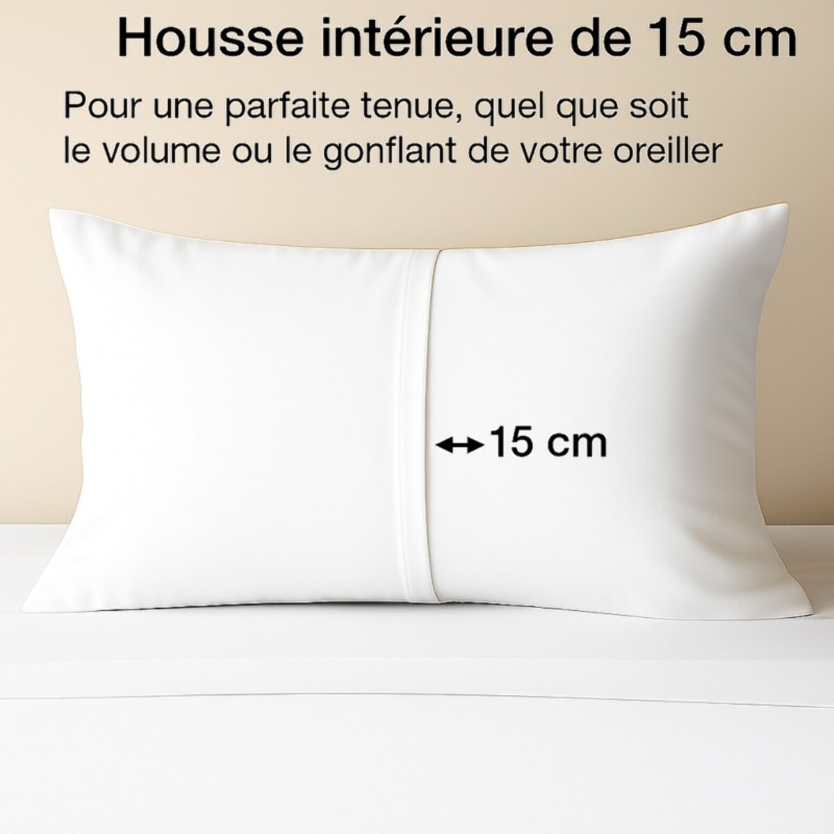 Parure de lit unie - taie 60x60 cm | 100 % polyester | Blanc | Douce et respirante