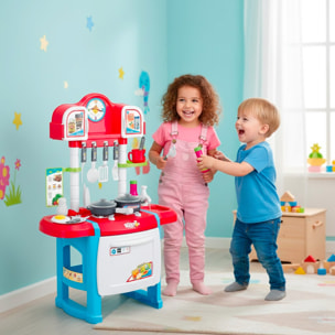 Cucina Giocattolo Per Bambini Con Luci E Suoni Realistici 18 Accessori Rubinetto Con Riciclo Dell'Acqua Set Cucina Educativo 3–8 Anni Blu E Bianco