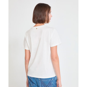 Maglietta con perline e motivo leopardato