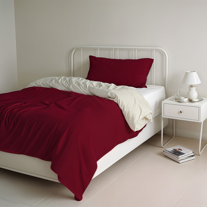 PARURE COPRIPIUMINO NATURAL COLOR PIAZZA E MEZZA - 100% COTONE MADE IN ITALY