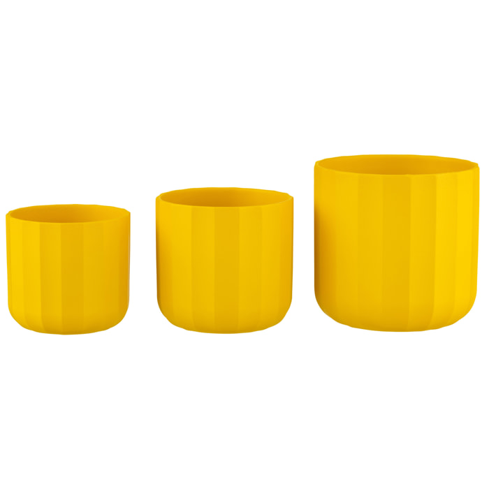 J-Line cache-pot Summer - céramique - jaune - large - 2 pcs - Ø 18.5 cm