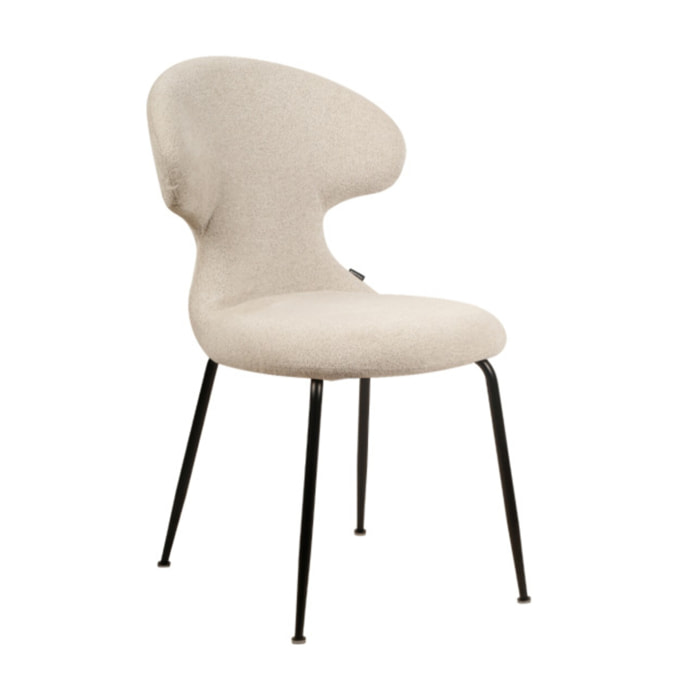 Chaise en tissu doux avec piètement en métal noir - SILVIO