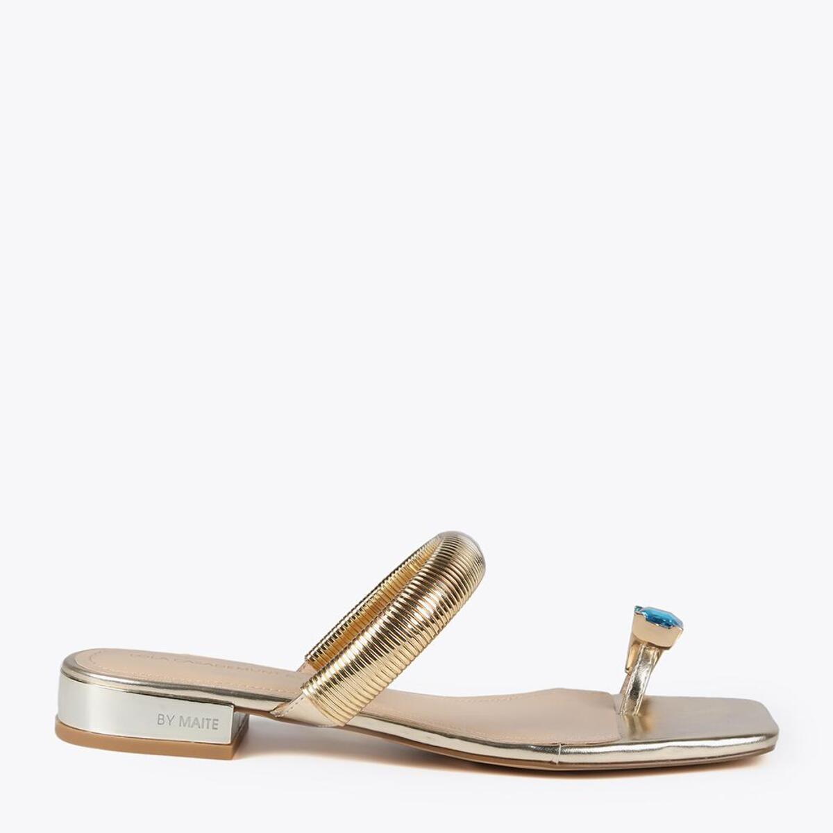 Sandali metallizzati anello gioiello