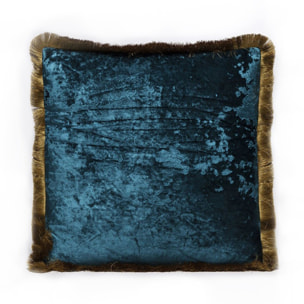 Coussin à franges Cannes 45x45cm bleu pétrole Kare Design