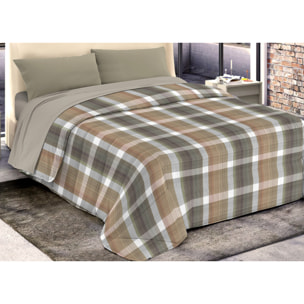 Trapunta Invernale 300gr Made in Italy Piumone Clado Linea Diadema Disegno Scozzese Grigio Beige