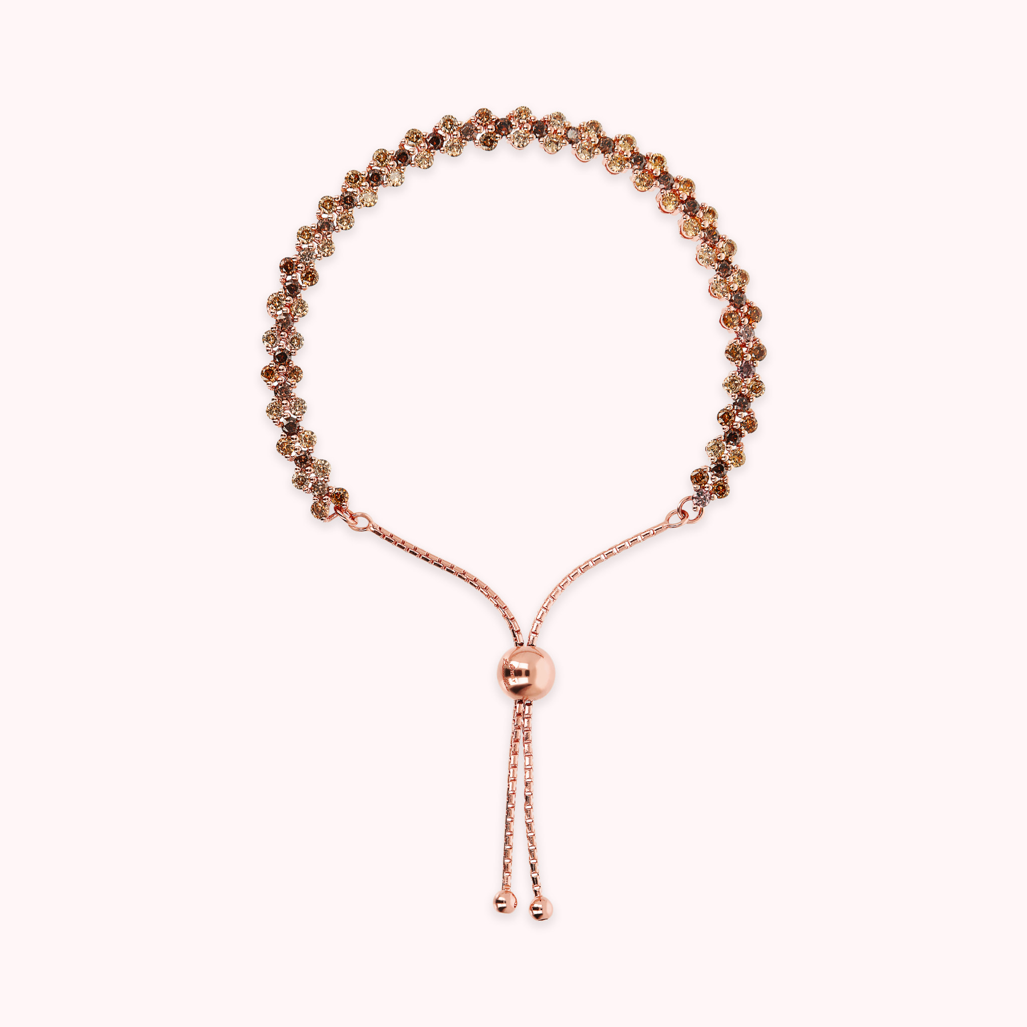 Bracciale Tennis Doppio con Cubic Zirconia Marroni